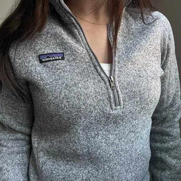 Patagonia Quarter Zip Up Jacket Grey Fleece Sweater Womens Small - Picture 2 of 6